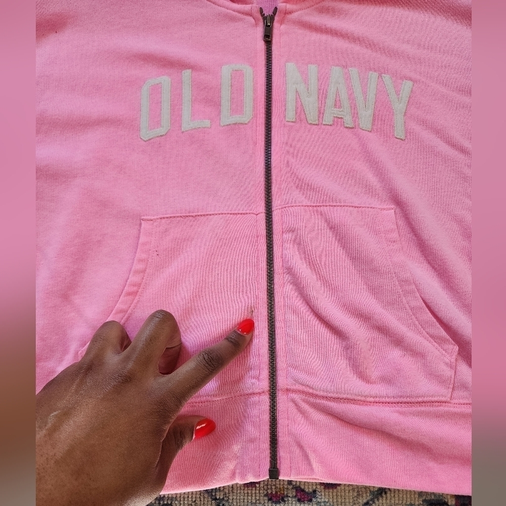 Old Navy Pink Zip Hoodie, sz Large (10-12) - Picture 5 of 8